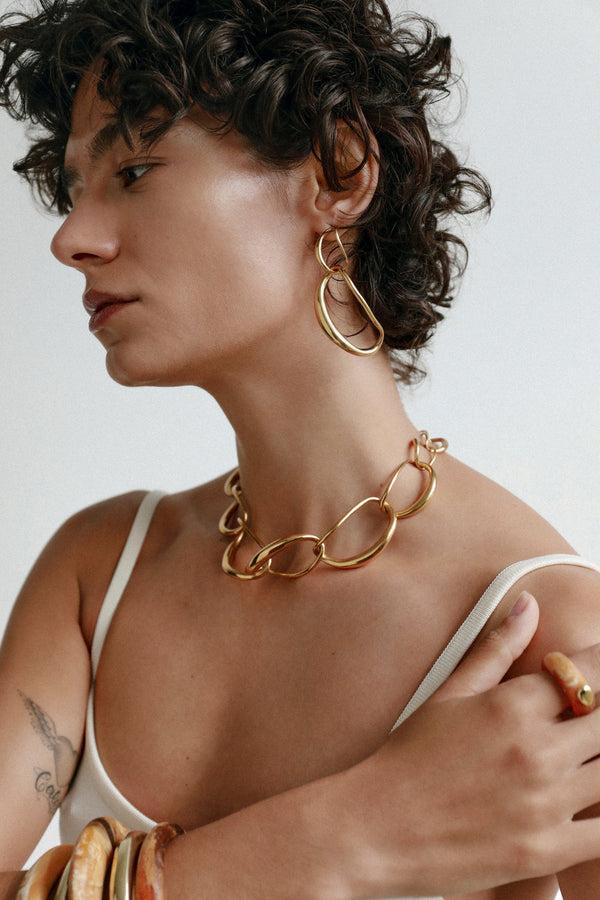 Dinosaur Designs Liquid Chain Earrings 24k Gold-Plated Brass