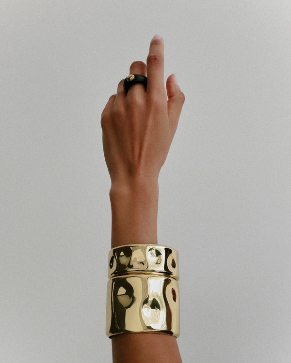 Dinosaur Designs Medium Dimpled Bangle Silver-Plated Brass