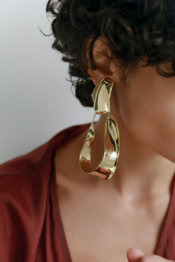 Dinosaur Designs Olive Leaf Drop Earrings Nano-Coated Brass