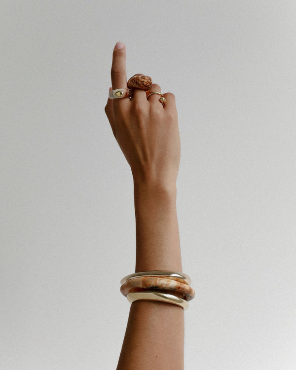 Dinosaur Designs Rock Wishbone Bangle Silver-Plated Brass