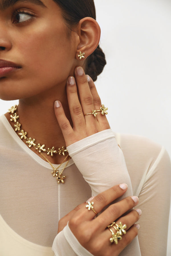 Dinosaur Designs Small Daisy Stud Earrings Silver-Plated Brass