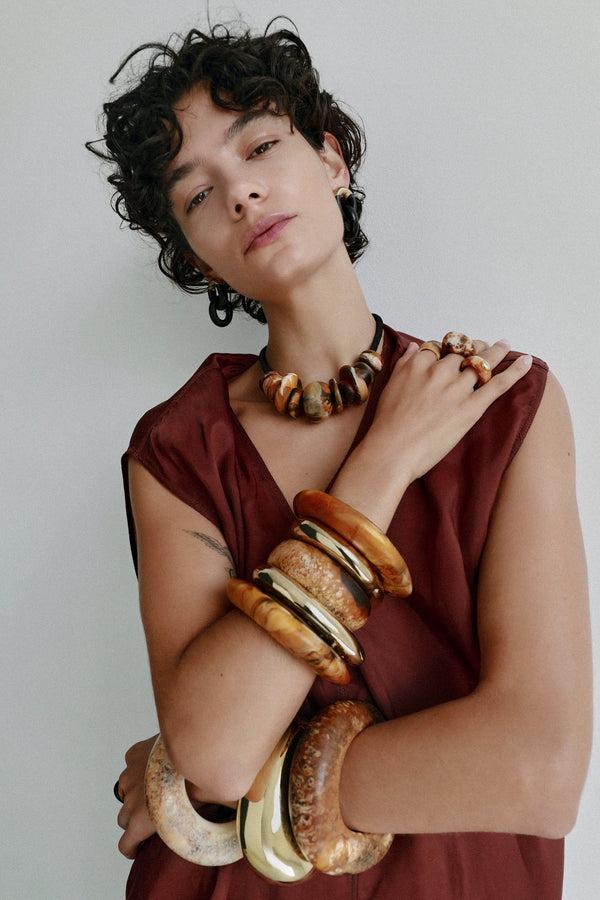 Dinosaur Designs Small Rock Bangle Silver-Plated Brass