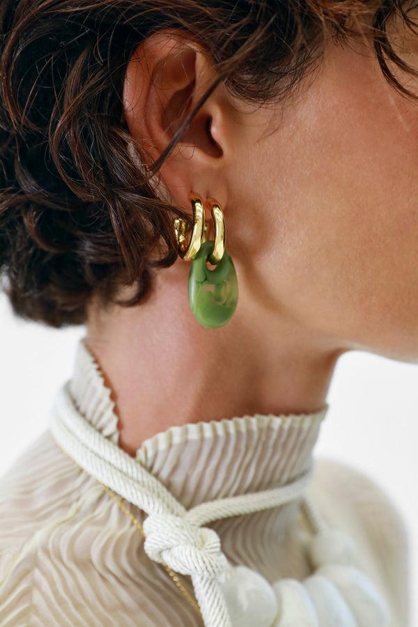 Dinosaur Designs Small Rock Hoop Earrings Chalk Swirl