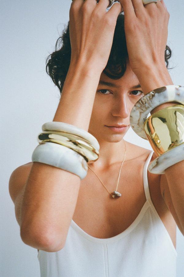 Dinosaur Designs Wide Oval Bangle Silver-Plated Brass