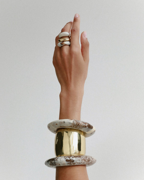 Dinosaur Designs Wide Oval Bangle Silver-Plated Brass