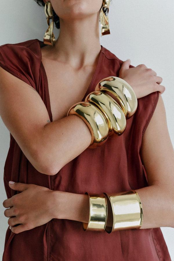 Dinosaur Designs Wide Voyage Bangle Nano-Coated Brass