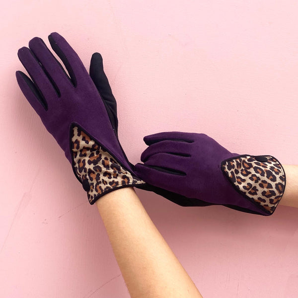 Disaster Designs Animal Print Berry Leopard Gloves