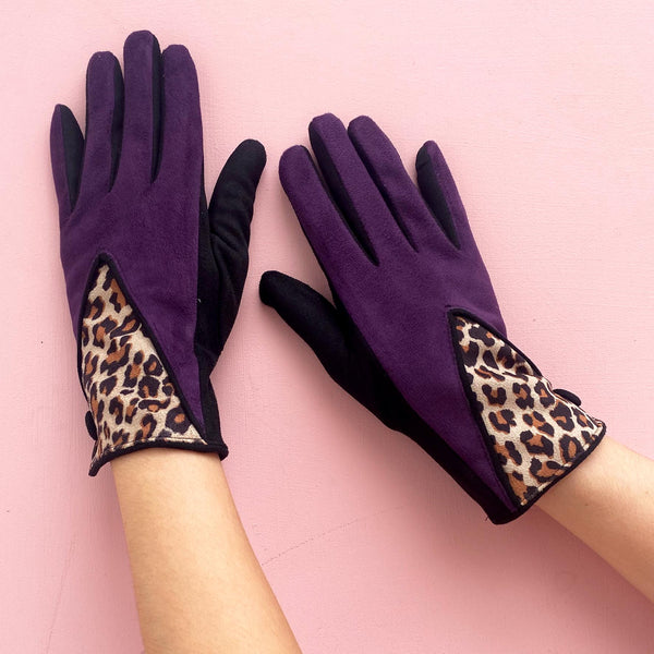 disaster designs Animal Print Berry Leopard Gloves