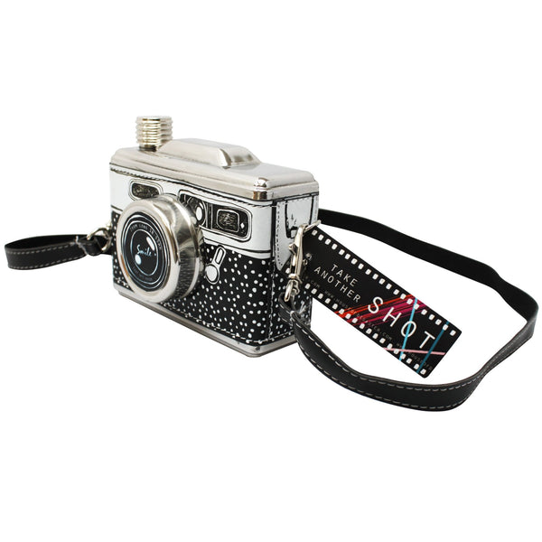 Disaster Designs Black And White Camera Hip Flask