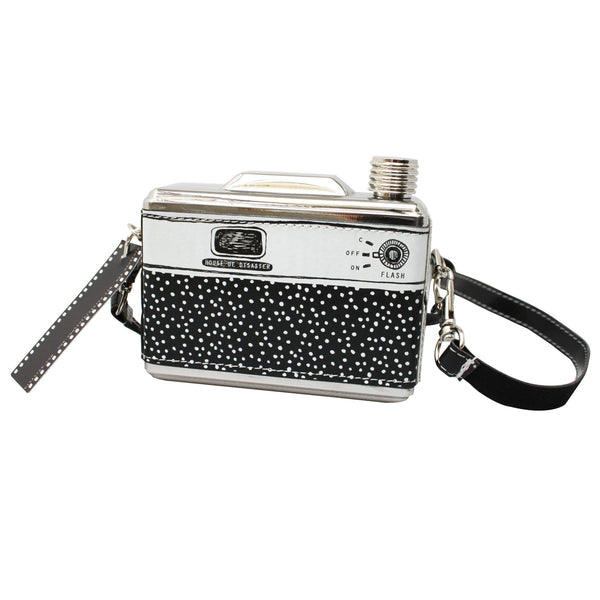 Disaster Designs Black And White Camera Hip Flask