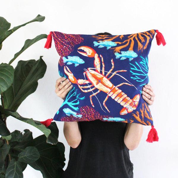 Disaster Designs Coral Lobster Cushion
