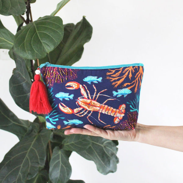 Disaster Designs Coral Lobster Make Up Bag