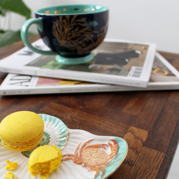 Disaster Designs Coral Seashell & Crab Dish