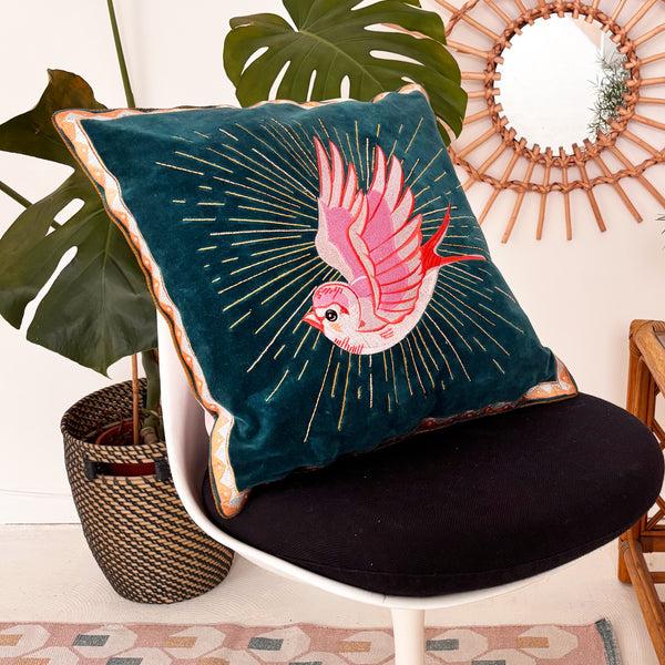 disaster designs Inked Bird Cushion