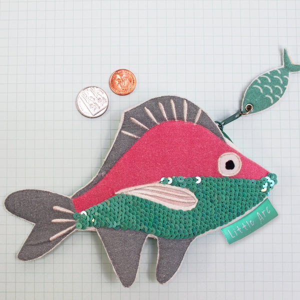 Disaster Designs Little Arc Fish Shaped Coin Pouch