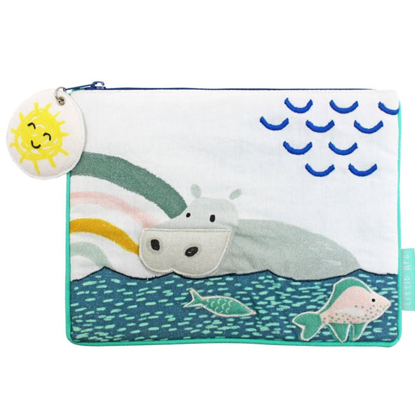 Disaster Designs Little Arc Hippo Quilted Pouch