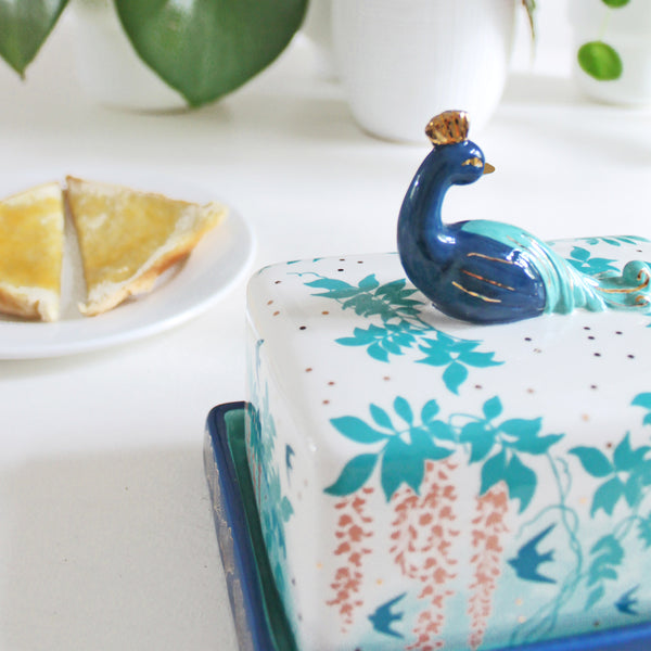 Disaster Designs Luxe Butter Dish Peacock