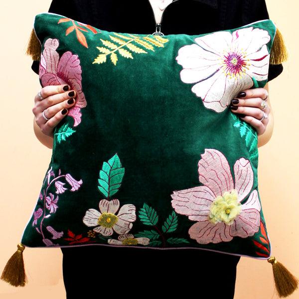 Disaster Designs Posy Teal Cushion