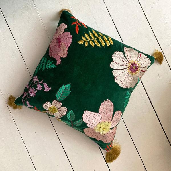 Disaster Designs Posy Teal Cushion