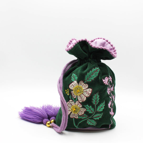 Disaster Designs Posy Teal Drawstring Pouch