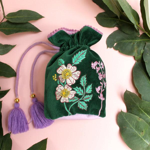 disaster designs Posy Teal Drawstring Pouch