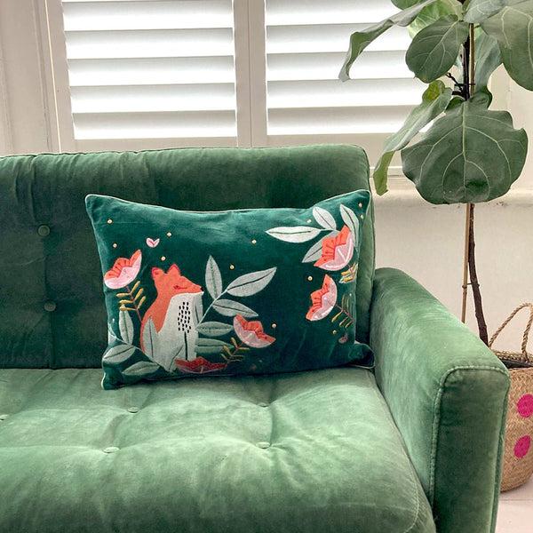 disaster designs Secret Garden Velvet Fox Cushion