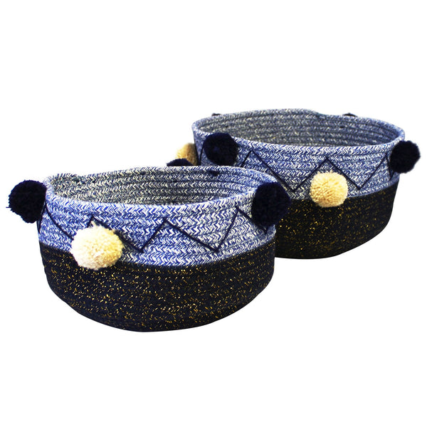 Disaster Designs Set Of 2 Navy Rope Baskets