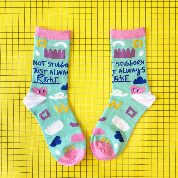 disaster designs Small Talk 'Not Stubborn' Socks