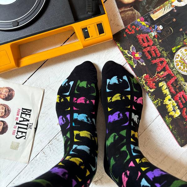 disaster designs The Beatles Neon Faces Socks