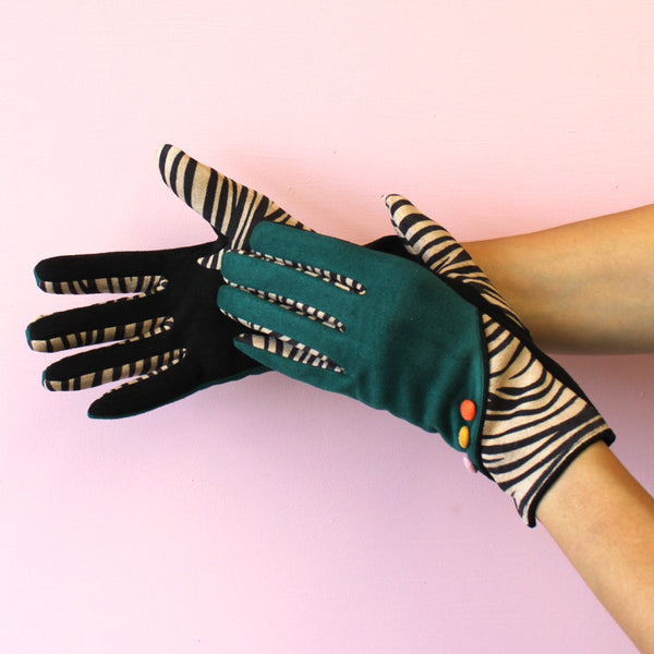Disaster Designs Zebra Animal Print Gloves