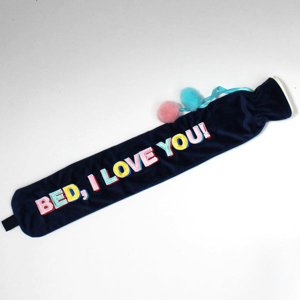 Disaster Designs Long Hot Water Bottle 'Bed I Love You'