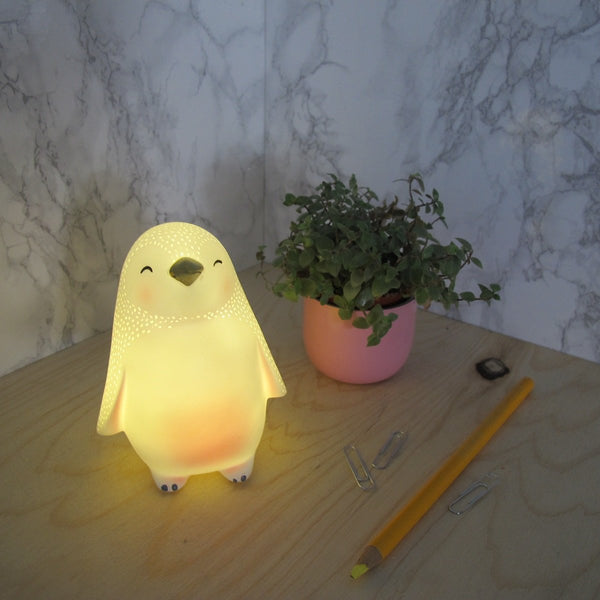 disaster designs Mini Led Lamp Over The Moon Penguin