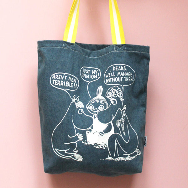 disaster designs Moomin "Aren't Men Terrible" Denim Tote