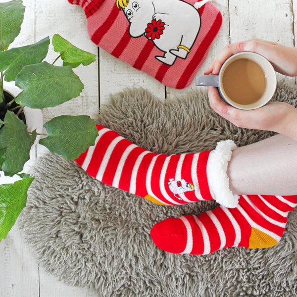 disaster designs Moomin Slipper Socks With Stripy Snorkmaiden Design