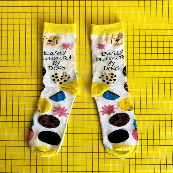 disaster designs Small Talk 'Distracted By Dogs' Socks