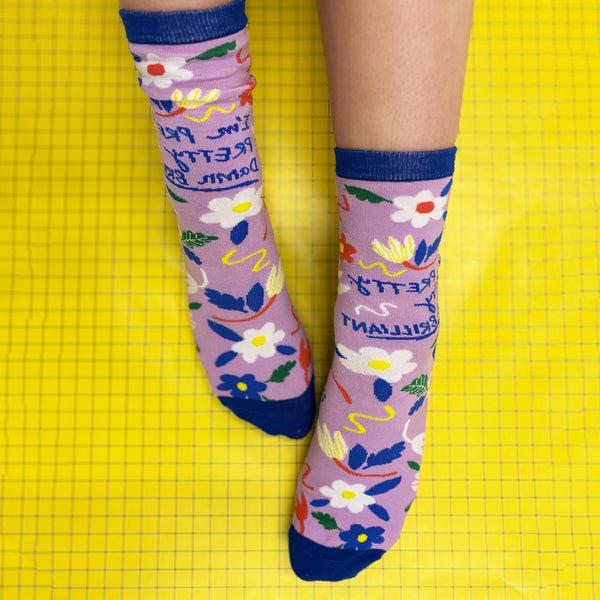 Disaster Designs Small Talk 'I'm Pretty Damn Brilliant' Socks