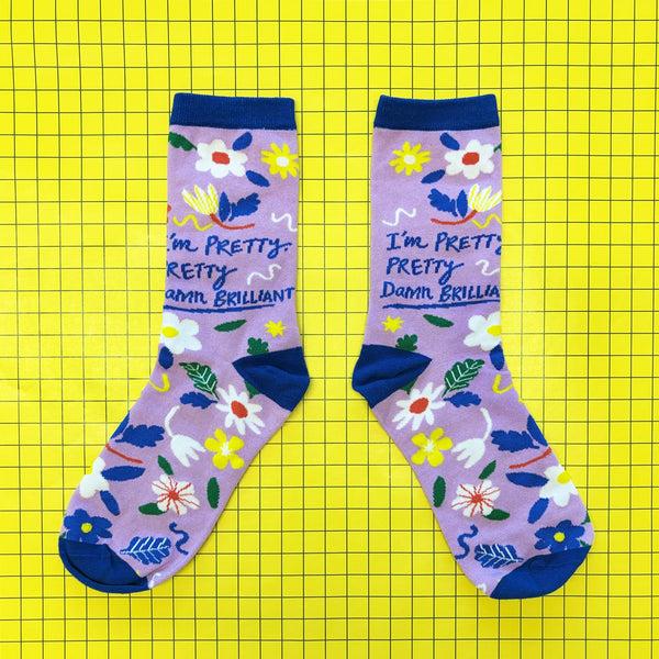 disaster designs Small Talk 'I'm Pretty Damn Brilliant' Socks