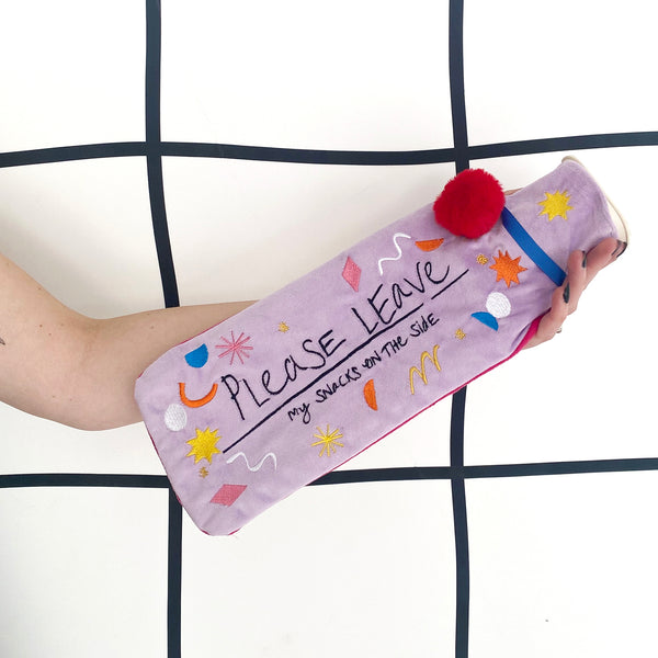 disaster designs Small Talk 'Please leave Snacks' Hot Water Bottle