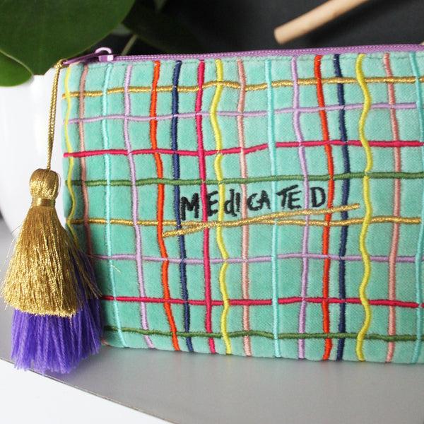 Disaster Designs Small Talk Purse 'Medicated Motivated'