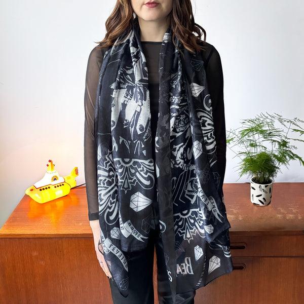 disaster designs The Beatles Sgt. Pepper Black & White Scarf