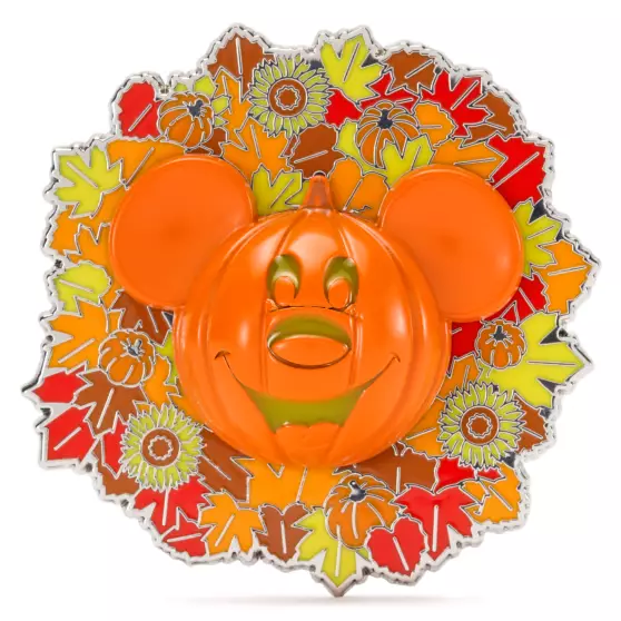 disney jewelry Mickey Mouse Jack-o'-Lantern Wreath Light-Up Halloween Pin