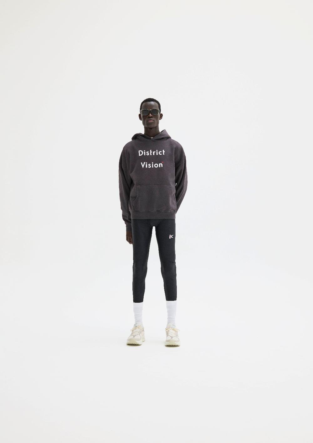 District Vision California Cotton Hoodie Black Wordmark