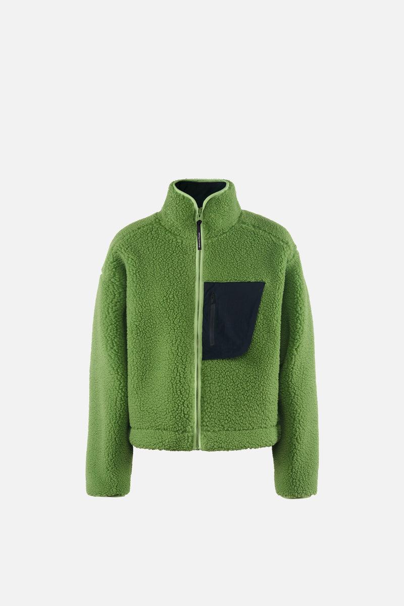 district vision Cropped Wool Pile Fleece Jacket Matcha