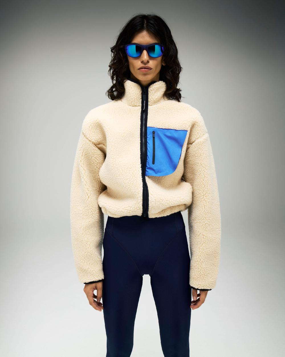 District Vision Cropped Wool Pile Fleece Jacket Quartz-Cobalt Blue