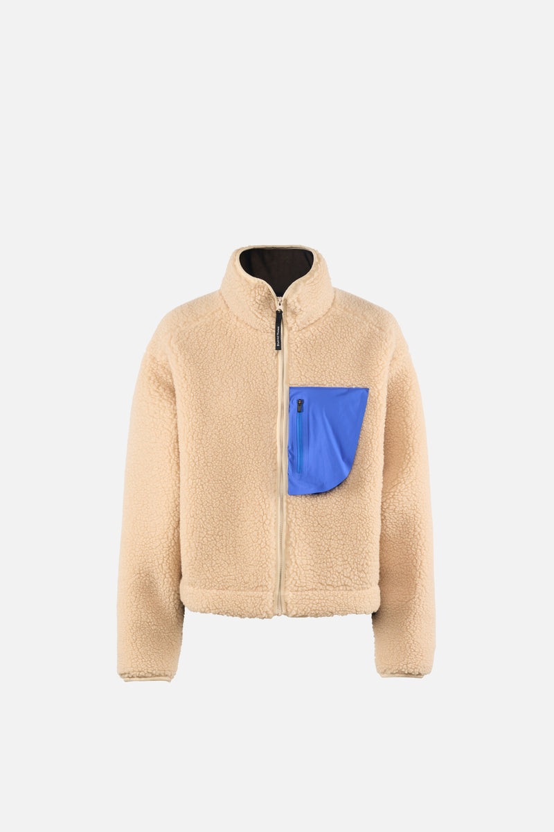 district vision Cropped Wool Pile Fleece Jacket Quartz-Cobalt Blue