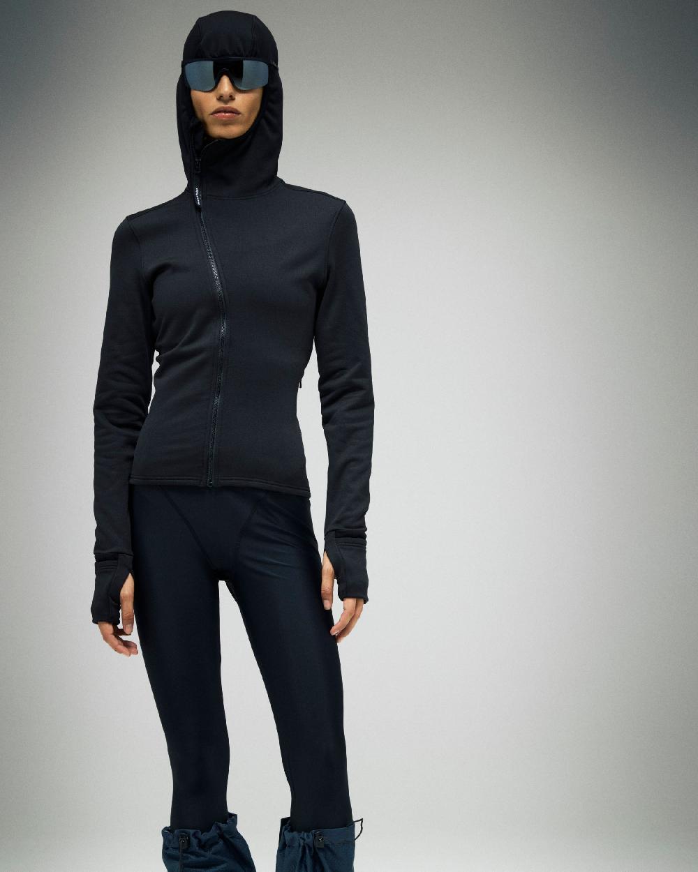 District Vision Hooded Fitted Grid Fleece Black