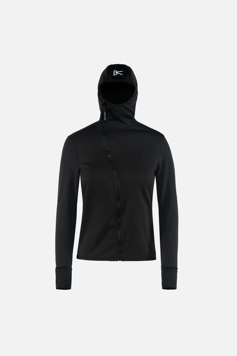 district vision Hooded Fitted Grid Fleece Black