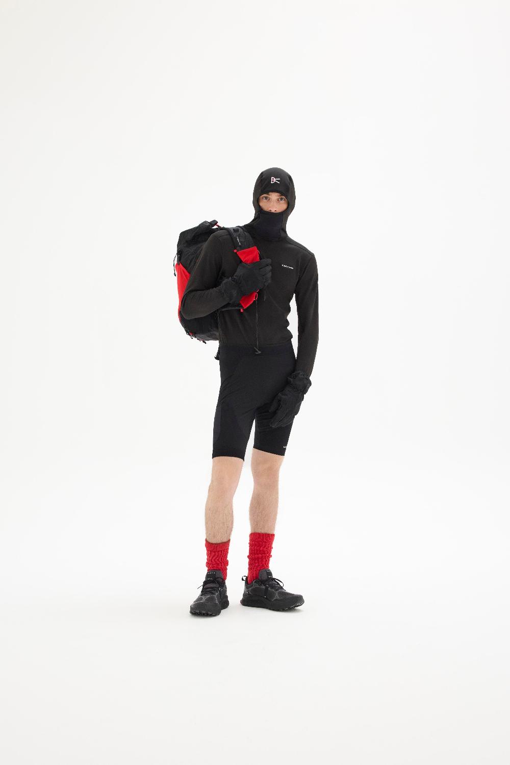 District Vision Hooded Grid Fleece Black