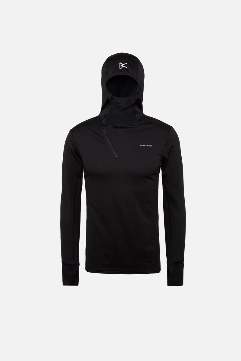 district vision Hooded Grid Fleece Black