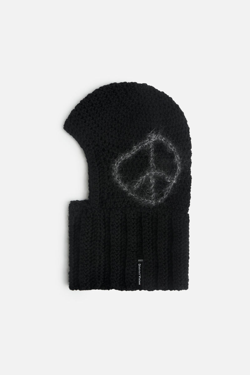 district vision Hand Crochet Balaclava Black-Gray Peace Sign